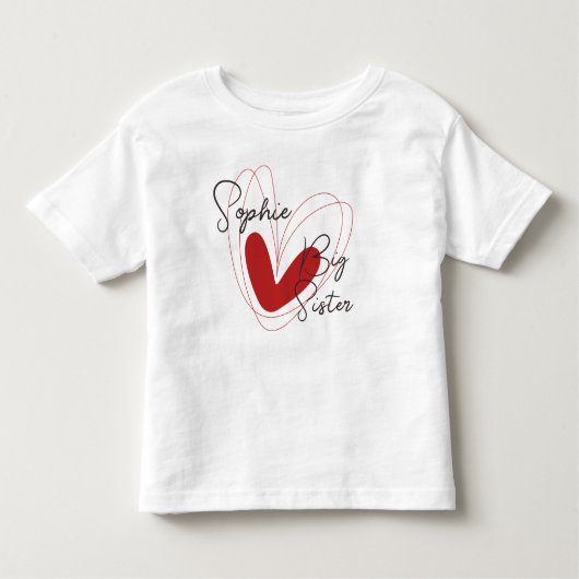 T-shirt pour enfants avec nom de cœur de grande sœ (Devant)