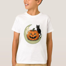 T-shirt pour enfants avec un chat d'Halloween mign