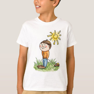 T-shirt pour enfants avec un garçon mignon et une 