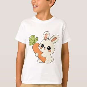 T-shirt pour enfants avec un mignon lapin tenant u