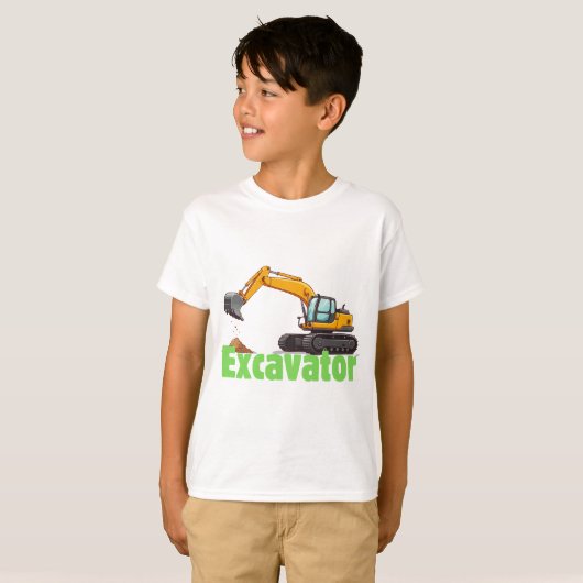 T-shirt pour enfants d'excavatrice mignonne (Devant entier)