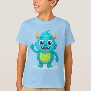 T-shirt pour enfants Monstre Bleu Sympathique - De