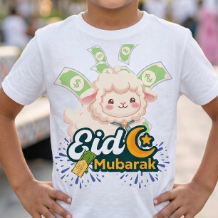 T-shirt pour enfants mouton couleur Eid Mubarak -