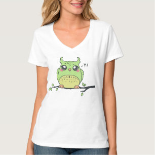 T-shirt pour femme à motif chouette verte esthétiq