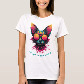 T-shirt pour femme Chat Cool avec Lunettes