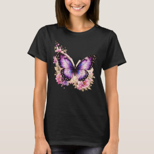 T-shirt pour femmes à motif papillon fleuri Bloom