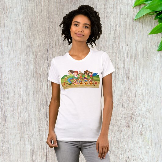 T-Shirt pour femmes à vélo en famille