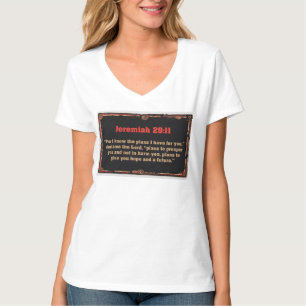 T-Shirt pour femmes chrétiennes Jeremiah 29:11 V-V
