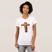 T-Shirt pour femmes Croix Religieuse Marron (Devant entier)