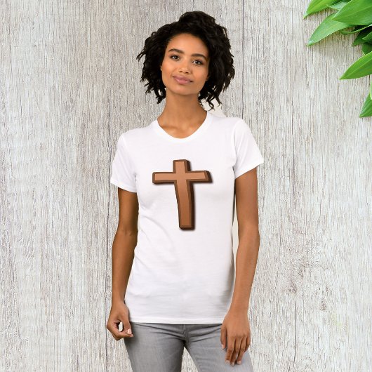 T-Shirt pour femmes Croix Religieuse Marron