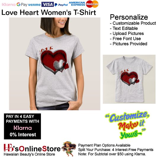 T-shirt pour femmes Heart Light Steel