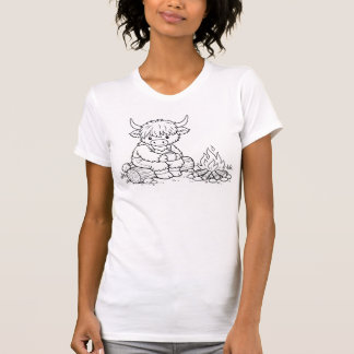 T-shirt pour femmes Highland Cow à colorier