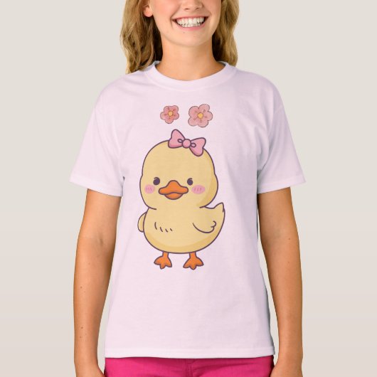 T-shirt pour filles avec canard bébé mignon (Devant)