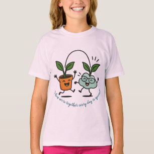 T-shirt pour filles avec des amis végétaux mignons