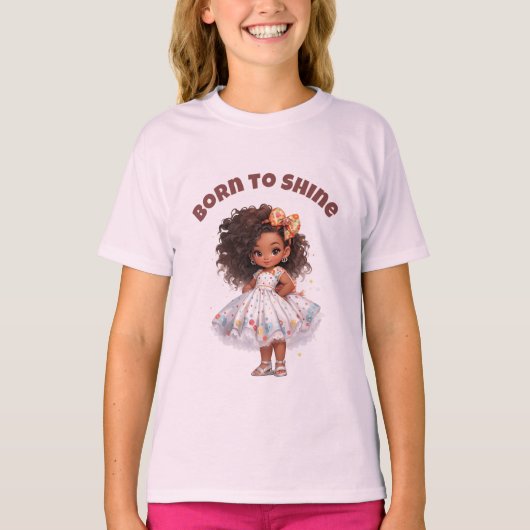 T-shirt pour filles avec texte modifiable Né pour (Devant)