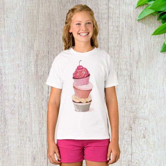 T-Shirt pour filles de la pile de cupcake