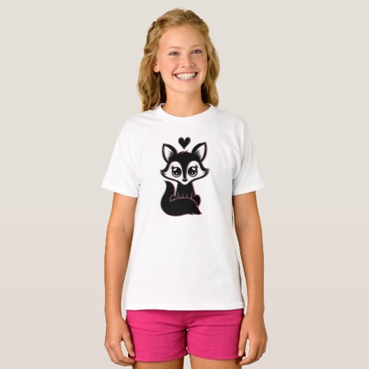 T-Shirt pour filles de mignonne Fox (Devant entier)
