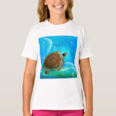 T-Shirt pour filles de natation tortue (Devant)