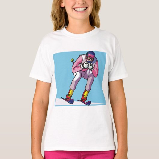 T-Shirt Pour Filles De Ski À Descente (Devant)