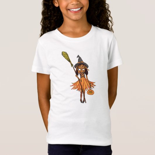 T-shirt pour filles noires d'Halloween (Devant)