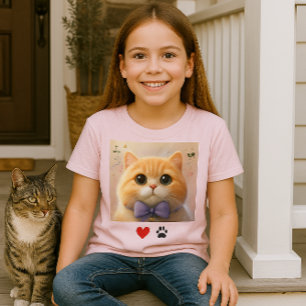 T-shirt pour filles rose chat mignon amour chats