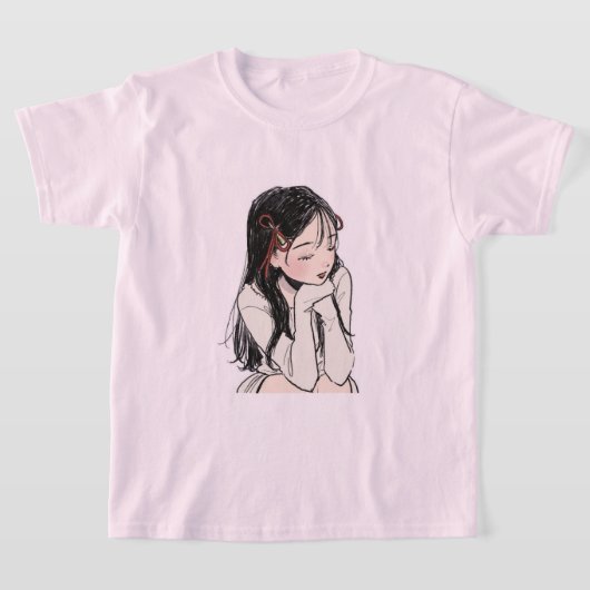 T-Shirt pour filles roses douces - Décontracté et (Poser)