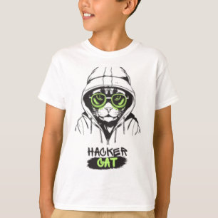 T-Shirt pour garçons Hacker Cat Cyberpunk Tech Kit