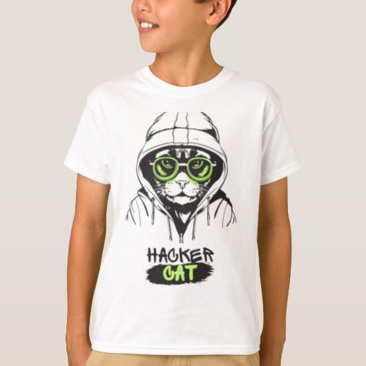 T-Shirt pour garçons Hacker Cat Cyberpunk Tech Kit (Devant)