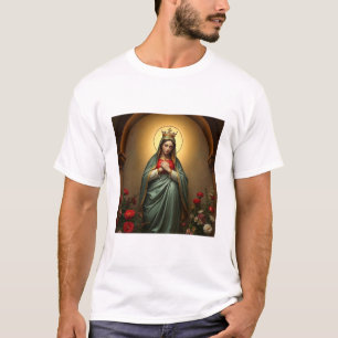 T-shirt pour homme catholique Marie Reine du Ciel