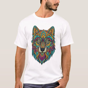 T-shirt pour hommes à design de loup abstrait – Gé