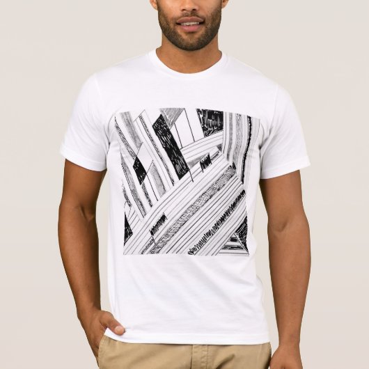 T-shirt pour hommes de croquis noir et blanc (Devant)