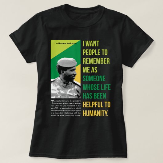 T-shirt Pour Hommes Femmes Thomas Révolutionnaire Sankara (Design devant)