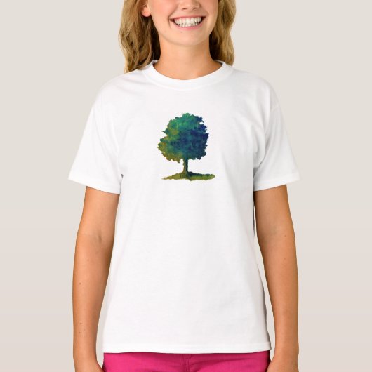 T-shirt pour jeunes avec arbre à feuillage vert (Devant)