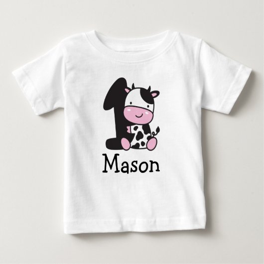 T-Shirt pour le 1er anniversaire de garçon Vache N (Devant)
