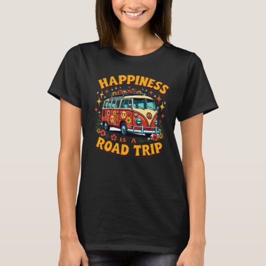 T-shirt pour le bonheur de l'autobus Retro VW (Devant)