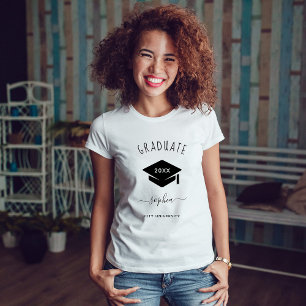 T-shirt Pour le diplômé   Classe de texte noir élégant Ann