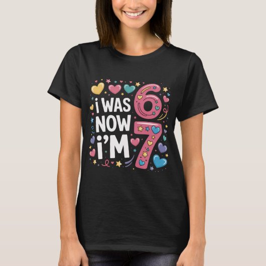 T-shirt pour les 7 ans d'une fille | J'avais 6 ans (Devant)