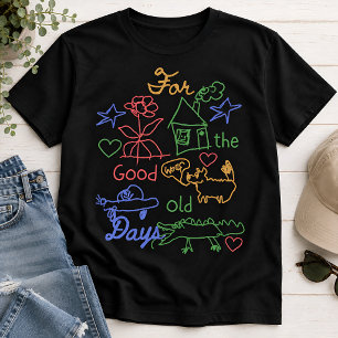 T-shirt Pour les bons vieux jours Colorié Doodle