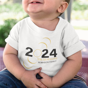 T-shirt Pour Les Tous Petits 2024 Total Solar Eclipse Nom de famille personnali