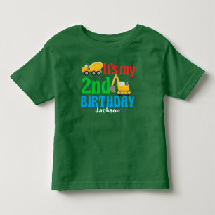 T-shirt Pour Les Tous Petits 2e anniversaire Enfants Construction Véhicule Part