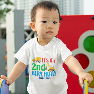 T-shirt Pour Les Tous Petits 2e anniversaire Enfants Construction Véhicule Part