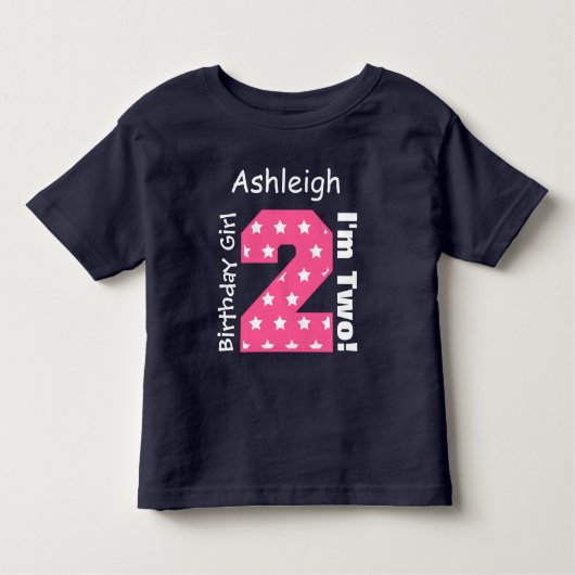 T-shirt Pour Les Tous Petits 2e anniversaire Fille ÉTOILES Nom personnalisé V15 (Devant)