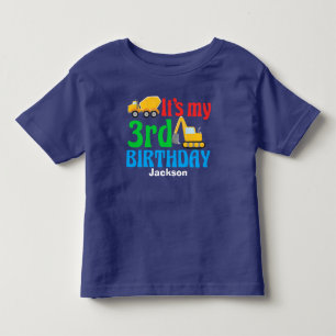 T-shirt Pour Les Tous Petits 3e anniversaire Enfants Construction Véhicule Part