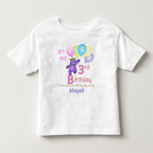 T-shirt Pour Les Tous Petits 3e anniversaire Fille Princesse Ours (Devant)