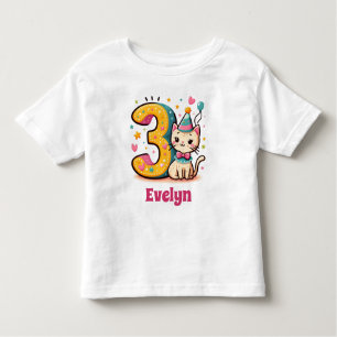 T-shirt Pour Les Tous Petits 3e anniversaire Kitty personnalisé