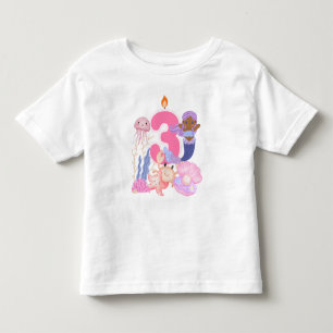 T-shirt Pour Les Tous Petits 3e anniversaire Mermaid Pastel & Créatures Marines