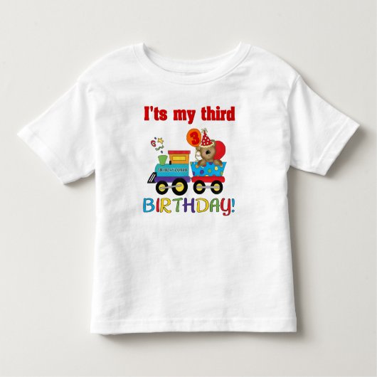 T-shirt Pour Les Tous Petits 3ème train d'ours d'anniversaire (Devant)
