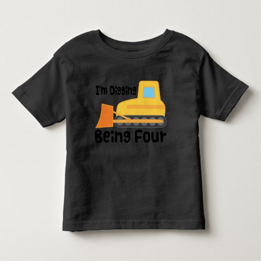 T-shirt Pour Les Tous Petits 4e anniversaire Bulldozer Construction Camion Todd (Devant)