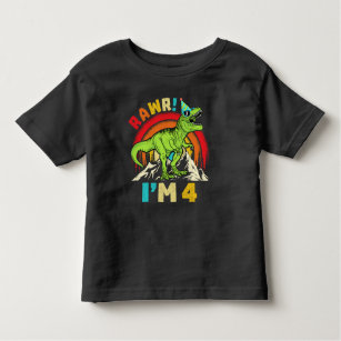 T-shirt Pour Les Tous Petits 4e anniversaire Dinosaur T Rex Rawr I'm 4 For Boys
