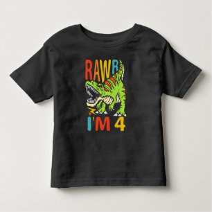 T-shirt Pour Les Tous Petits 4e anniversaire Dinosaur T Rex Rawr I'm 4 For Boys